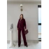 KAYIK YAKA ÇİFT FERMUARLI HIRKA VE PANTOLONLU TRİKO İKİLİ TAKIM BORDO