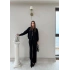 KAYIK YAKA ÇİFT FERMUARLI HIRKA VE PANTOLONLU TRİKO İKİLİ TAKIM SİYAH