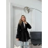 KOL KÜRK DETAY BEL KUŞAKLI KAŞE KABAN SİYAH