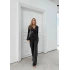 KRUVAZE YAKA AKSESUAR DETAY BLUZ VE PANTOLONLU İKİLİ TAKIM ANTRASİT