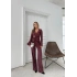 KRUVAZE YAKA AKSESUAR DETAY BLUZ VE PANTOLONLU İKİLİ TAKIM MÜRDÜM