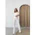 MADONNA YAKA BLUZ VE PANTOLONLU GOFRE İKİLİ TAKIM BEYAZ