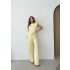 OMUZ VATKALI BLUZ VE PANTOLONLU MODAL KUMAŞ İKİLİ TAKIM SARI