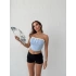 ÖN BAĞLAMALI STRAPLEZ CROP MAVİ