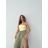 ÖN BAĞLAMALI STRAPLEZ CROP SARI