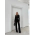 PARMAK GEÇME DETAY TERS DİKİŞ BLUZ VE PANTOLONLU GOFRE İKİLİ TAKIM SİYAH