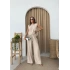 SIRT BAGLAMA DETAY BLUZ VE PANTOLONLU İKİLİ ÇİLEK TAKIM KREM