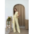 SIRT BAGLAMA DETAY BLUZ VE PANTOLONLU İKİLİ ÇİLEK TAKIM SARI