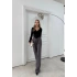 TAŞLI YÜKSEK BEL PALAZZO PANTOLON GRİ