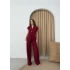 TEK DÜĞME DETAY YELEK VE PANTOLONLU İKİLİ TAKIM BORDO