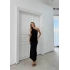 TEK OMUZ KENDİNDEN FULARLI UZUN SANDY ELBİSE SİYAH