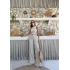 TERS DİKİŞ HALTER YAKA CROP VE PANTOLONLU İKİLİ TAKIM KREM