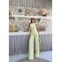 TERS DİKİŞ HALTER YAKA CROP VE PANTOLONLU İKİLİ TAKIM SARI