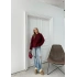 TRİKO BİSİKLET YAKA OVERSİZE KAZAK BORDO