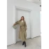 UZUN BEL VE KOL KUŞAKLI DÜĞME DETAY İÇ ASTARLI TRENÇKONT YEŞİL