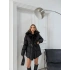 YAKA KÜRK DETAY BEL KEMERLİ ŞİŞME MONT SİYAH