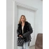 YAKA VE İÇ KÜRK DETAY KEMERLİ LAMİNE MONT SİYAH 3146