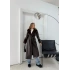 YAKA VE KOL KÜRK DETAY İÇ ASTARLI UZUN DERİ TRENÇ KAHVE