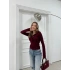 YAKALI ÇITÇITLI PARMAK GEÇMELİ MODAL BLUZ BORDO