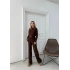 YARASA KOL KAZAK VE PANTOLONLU TRİKO İKİLİ TAKIM KAHVE