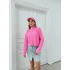 YARIM FERMUAR SAÇ ÖRGÜ KISA TRİKO PEMBE