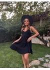 ASKILI DANTEL DETAY KETEN ELBİSE SİYAH