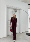 ÇITÇIT DETAY HIRKA VE PANTOLONLU TRİKO İKİLİ TAKIM BORDO