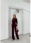 ÇITÇIT DETAY HIRKA VE PANTOLONLU TRİKO İKİLİ TAKIM BORDO