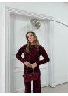 ÇITÇIT DETAY HIRKA VE PANTOLONLU TRİKO İKİLİ TAKIM BORDO