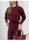 ÇITÇIT DETAY HIRKA VE PANTOLONLU TRİKO İKİLİ TAKIM BORDO