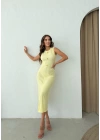 AKSESUAR DETAY UZUN KALEM OTTOMAN ELBİSE SARI