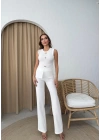 AKSESUAR DETAY YELEK VE PANTOLONLU OTTOMAN İKİLİ TAKIM BEYAZ