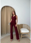 AKSESUAR DETAY YELEK VE PANTOLONLU OTTOMAN İKİLİ TAKIM BORDO