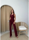 AKSESUAR DETAY YELEK VE PANTOLONLU OTTOMAN İKİLİ TAKIM BORDO