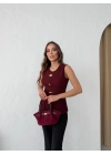 AKSESUAR DETAY YIRTMAÇLI OTTOMAN BLUZ BORDO