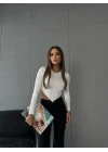 ASİMETRİK TERS DİKİŞ SANDY CROP BEYAZ