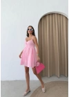 ASKILI DÜĞME DETAY ELBİSE PEMBE