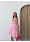 ASKILI DÜĞME DETAY ELBİSE PEMBE