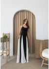 ASKILI ETEK GARNELİ ELBİSE SİYAH