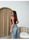 ASKILI FİYONK DETAY BLUZ BORDO