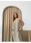 ASKILI UZUN ÇİLEK ELBİSE HAKİ