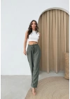 BEL BAĞCIKLI ÇİLEK PANTOLON HAKİ