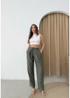 BEL BAĞCIKLI ÇİLEK PANTOLON HAKİ