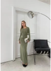 BEL DRAPE AKSESUAR DETAY UZUN SANDY ELBİSE YEŞİL