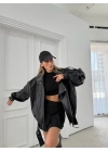 BEL KEMER DETAY YAKA ÇAPRAZ KAPAMA DETAY DERİ CEKET SİYAH 3139