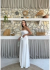 BEL KUŞAKLI İSPANYOL PAÇA PANTOLON BEYAZ