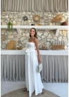 BEL KUŞAKLI İSPANYOL PAÇA PANTOLON BEYAZ