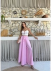 BEL KUŞAKLI İSPANYOL PAÇA PANTOLON PEMBE