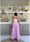 BEL KUŞAKLI İSPANYOL PAÇA PANTOLON PEMBE