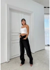 BEL TOKA DETAY BOL KESİM GENİŞ PAÇA BAGGY JEAN SİYAH